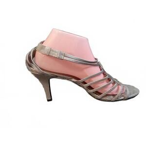 Bandolino Magei Pump Heel Sandals Womens Size 11M Silver Metallic Slingback